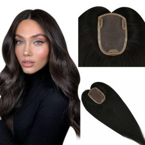 Medium Hair Clip In Crown Topper Jet Black